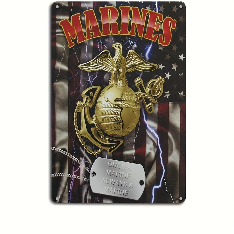 1pc Tag America Stati Uniti Marines Emblema Metallo Segno US Marine Corps  USMC Logo Tondo Decorazione Murale Casa Deoc, R 12x12 Pollici - Temu Italy