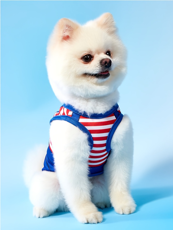 1pc pet cat and dog cartoon stripe print comfortable cool breathable harness vest Product details 6