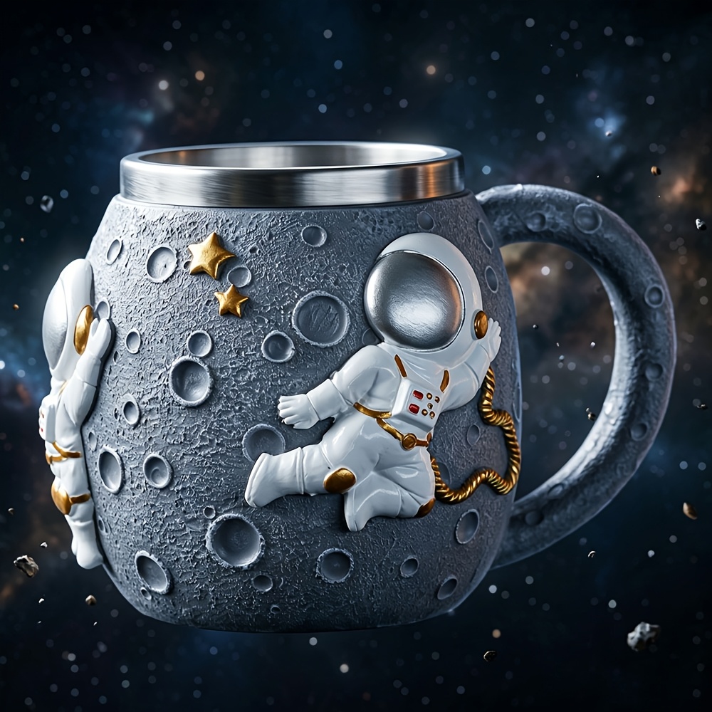 1 astronaut   pattern mug stainless steel coffee cup beer mug gift for space enthusiasts Product details 5