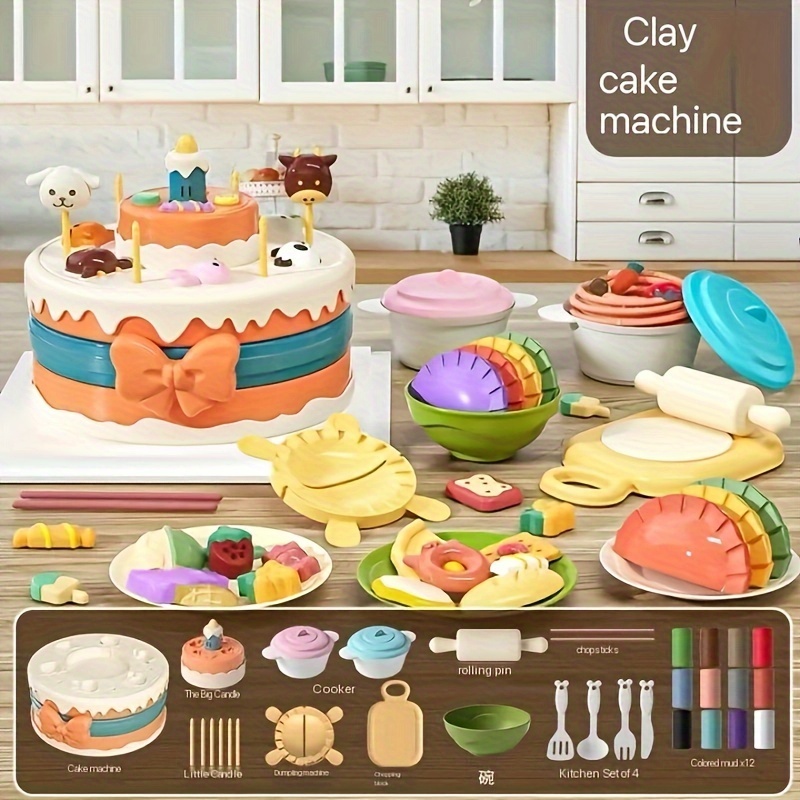 

31pcs Toy Clay Creative Cake Maker Set, Educational Toy Kitchen Set Dough Toys For Making Cake Toy Food (includes 12pcs Of Clay)