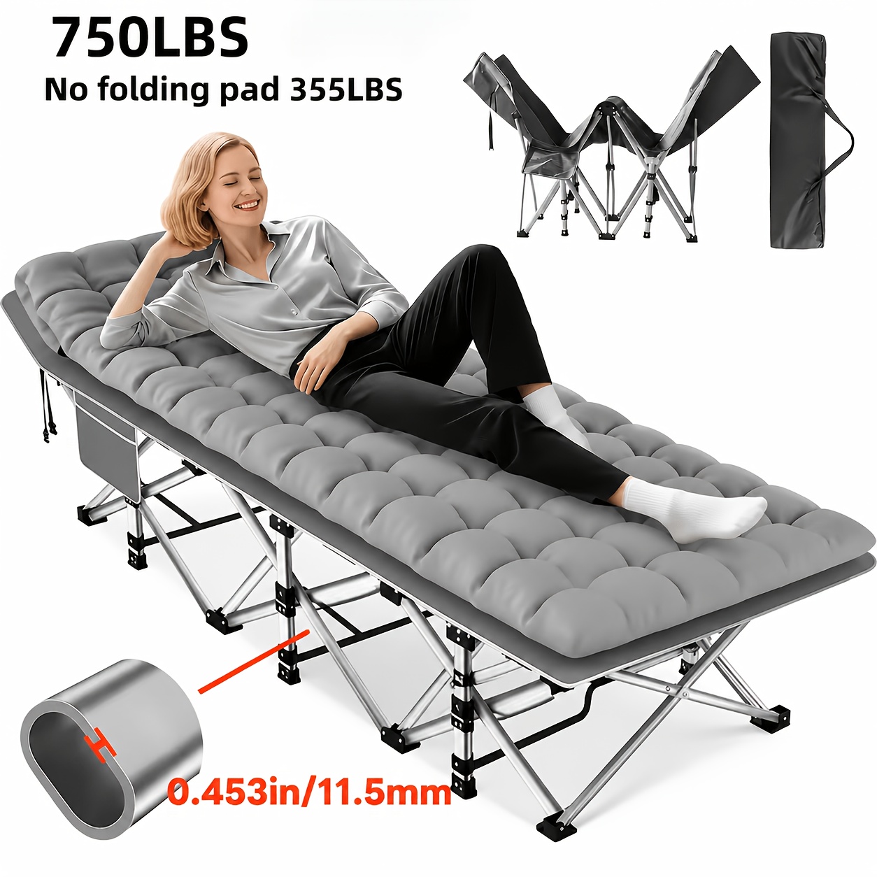 Temu – TEMU 75-inch Thickened Folding Bed Mattress , Portable Camping Bed, Suitable For Adults, For Garden, Outdoor And Camping Gear , Extra Large Camping