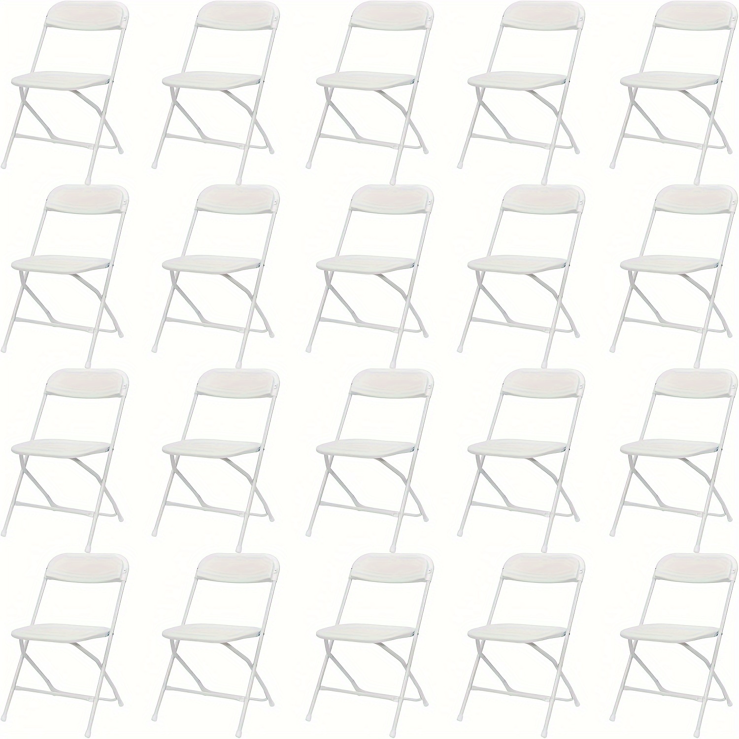 TEMU 20 Pack Folding Chair, White Plastic Folding Chairs Outdoor Indoor, 450lb Capacity, Portable Event Chair, Lightweight Party Chairs, For Events