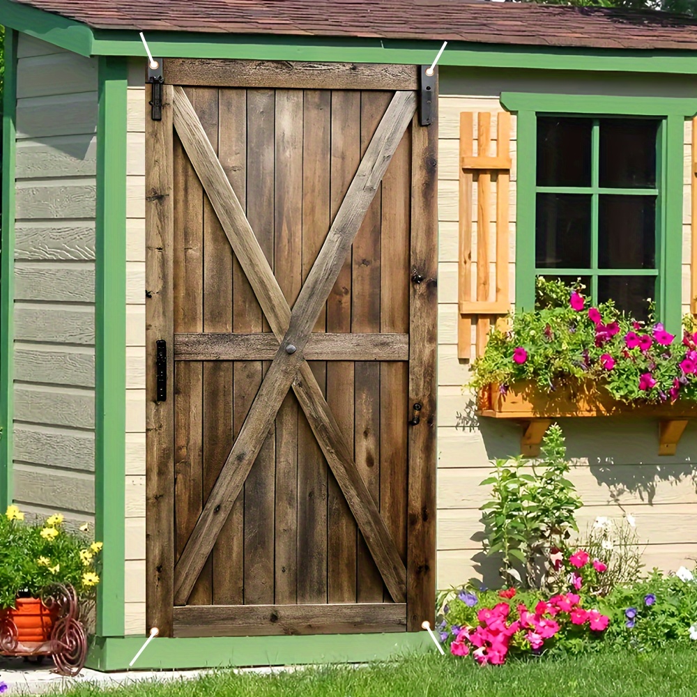 

Vintage Wooden Door Design Porch Decor, 35.4" X 72.8", Durable Polyester, Indoor/outdoor Wall Hanging, Easy Install