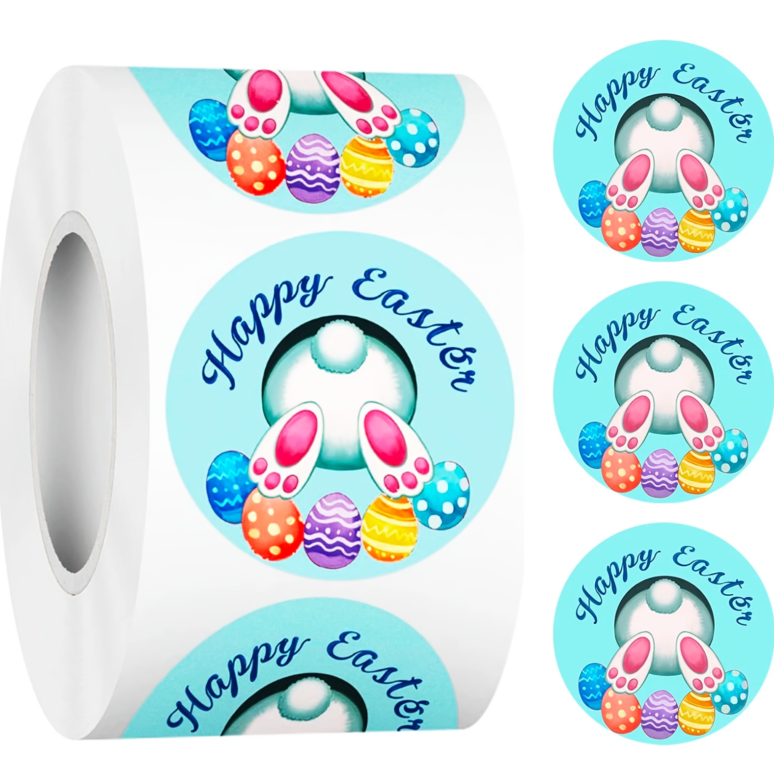 

500pcs Easter Bunny & Egg Stickers Roll, Reusable Paper Adhesive Labels For Gift Wrapping, Party Favors, Thank-you Cards, Envelopes, Small Business Branding, Enhances For Online Retailers & Mailings