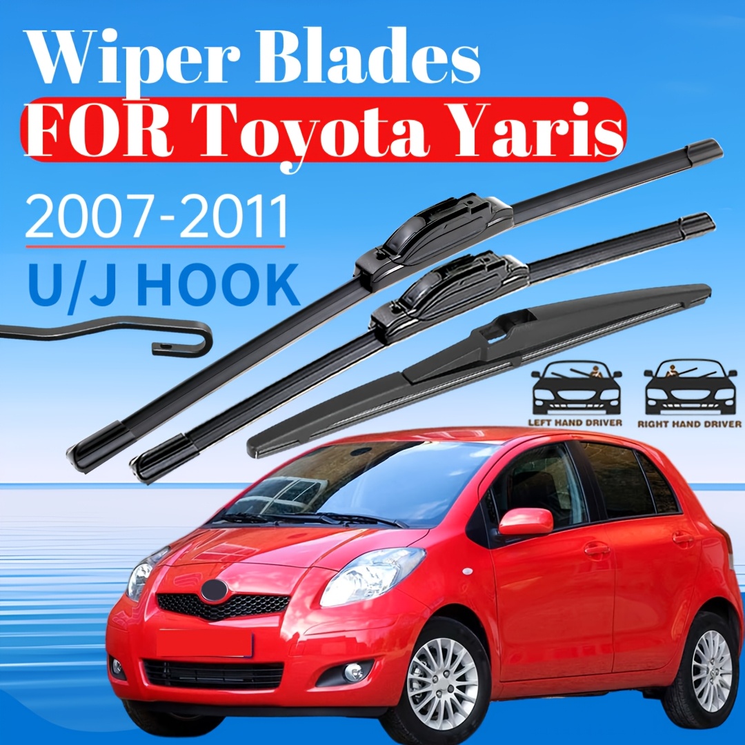 TEMU Set tergicristalli anteriori e posteriori per Toyota Yaris dal 2007 al 2011, spazzole tergicristallo - 24"+14"+12" (per guida a e a sinistra)