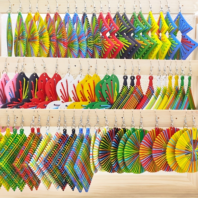 10 Pairs Bohemian Vintage Handmade Wooden Earrings Set