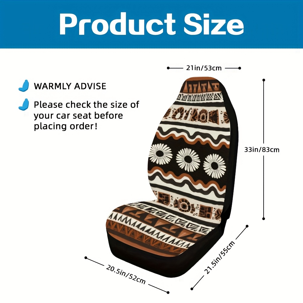 TEMU 2pcs, Fijian Masi African Pattern Car Seat Covers, Washable And Foldable, Compatible With Most Sedan And Suv Front Seats, Special Occasion Gifts