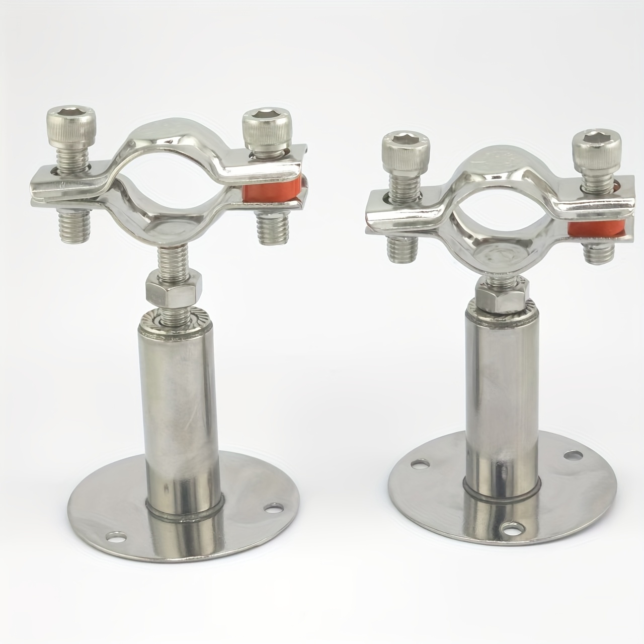 2pcs 304 Stainless Steel Adjustable Pipe Support Bracket | Round /floor Mount | For Plumbing Water Pipe Gas Line