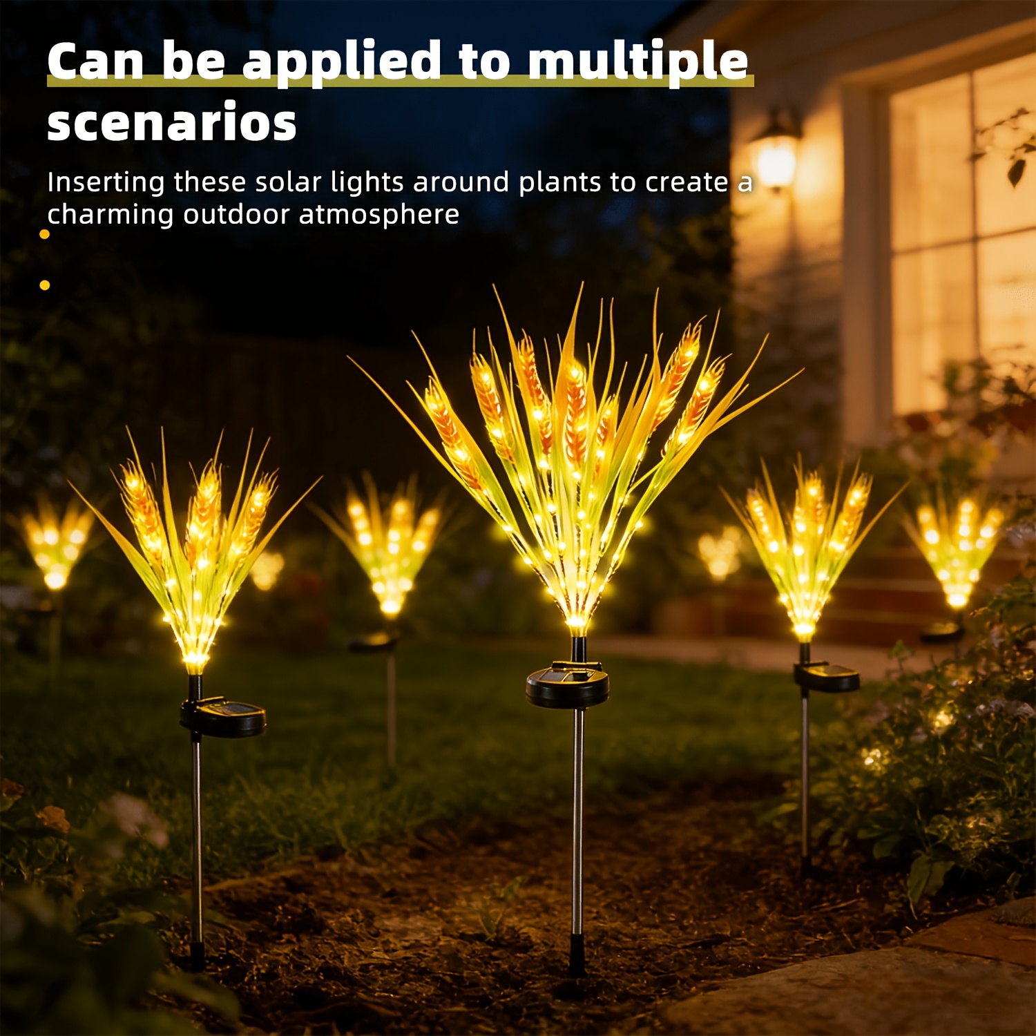 2 pack solar powered outdoor fairy lights 70cm smart wheat ear decorative lights 12 lighting     with a smart light sensor suitable for patios gardens     lawns christmas and wedding decorations Product details 2