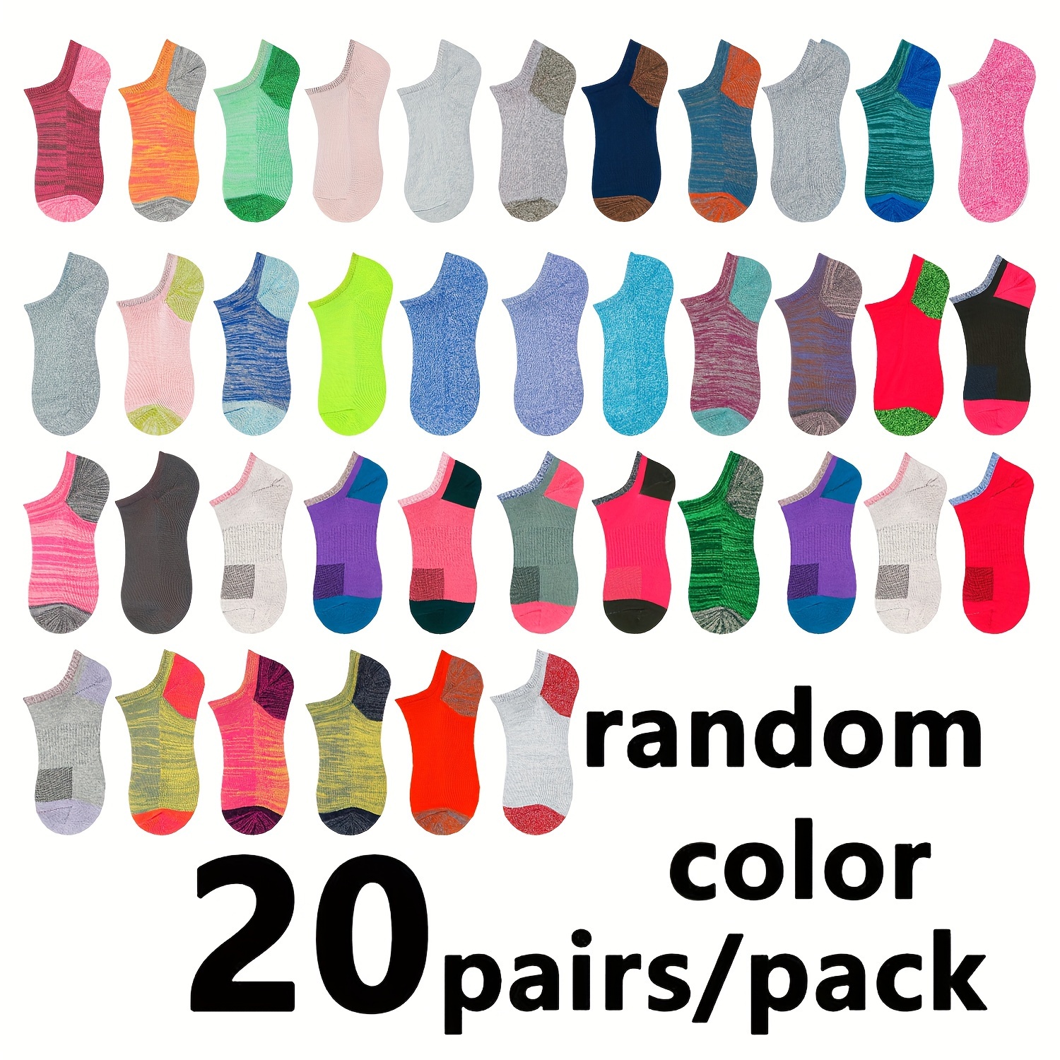 

20 Pairs Random Color Socks Socks Comfortable Women's Athletic Socks With Cushion