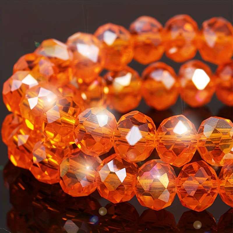 4/6/8mm Orange Red Artificial Crystal Beads Surface Transparent Glass Beads With Holes Loose Beads Boutique Jewelry Making Dly Handmade Bracelet Necklace Craft Supplies