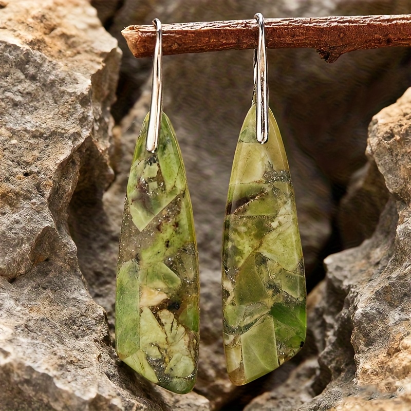 Elegant Geometric Natural Stone Drop Earrings