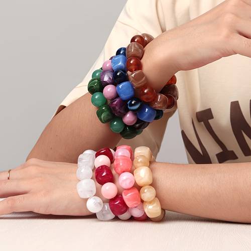 bohemian stretch dames - creatieve imitatie marmer acryl vierkante kralen ronde kralen contrast literaire frisse , dagelijkse matching vakantie cadeau