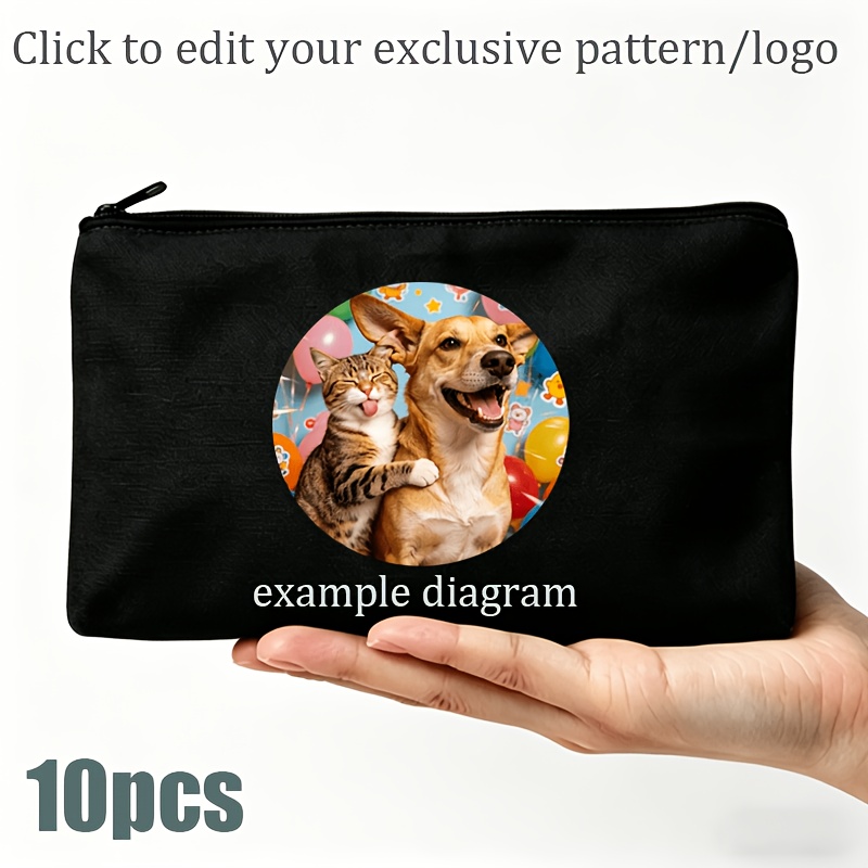 TEMU Regalo para Ella/Él, 10 piezas de neceser personalizado con foto/logotipo y cremallera blanca, neceser minimalista de tela resistente de , mejor