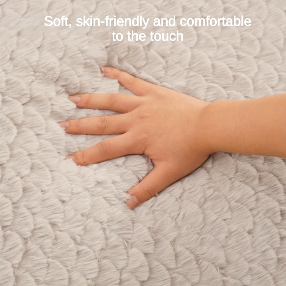 1pc plush thick rectangular dog bed mat washable dirt bite resistant     for medium large dogs cats striped pattern durable pet bed for   indoor use details 8