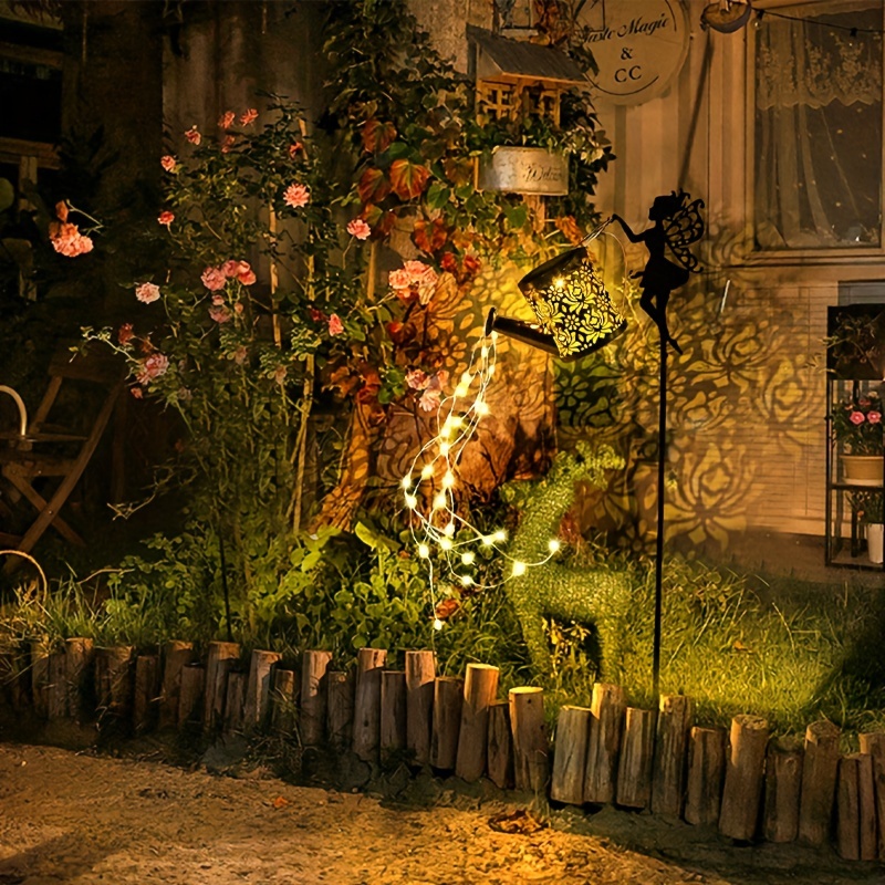 Solar-Powered Angel Kettle Fairy Light Outdoor Chandelier