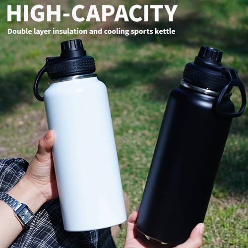 imagen del artículo 1 taza de vacío de acero inoxidable con pared aislada de 32 oz (1000 ml), con asa y a prueba de fugas, mantiene las bebidas frías y calientes, vaso para exteriores , anti-caídas, reutilizable, ideal para deportes de ocio , camping, gimnasio