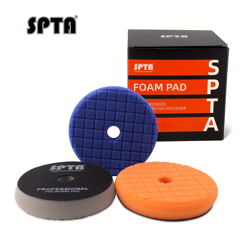 

Spta Buffing Polishing Pads, V2.0 3pcs 5.5/6.3 Inch Face For 5/6 Inch Backing Plate, Cutting Polishing Pad Kit, Compound Buffing Sponge Pads For Car Buffer Polisher Compounding Polishing And Waxing