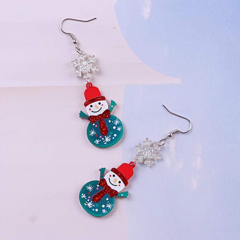 Creative Snowman Acrylic Drop Earrings