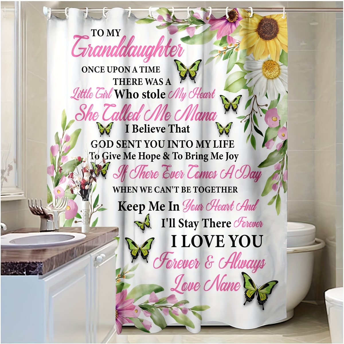 Non slip Wooden Shower Curtain 12 Hooks Waterproof Flower - Temu