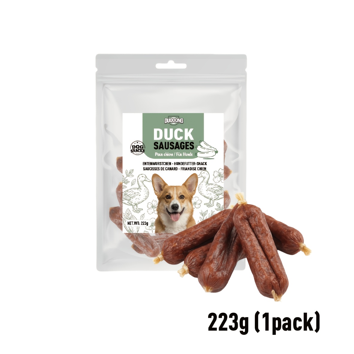 TEMU Enten--Hunde-Leckerlis, geeignet für Tränenflecken & Unterstützung für glänzendes Fell, getreidefreie Jerky-Snacks mit Entengeschmack, zarte