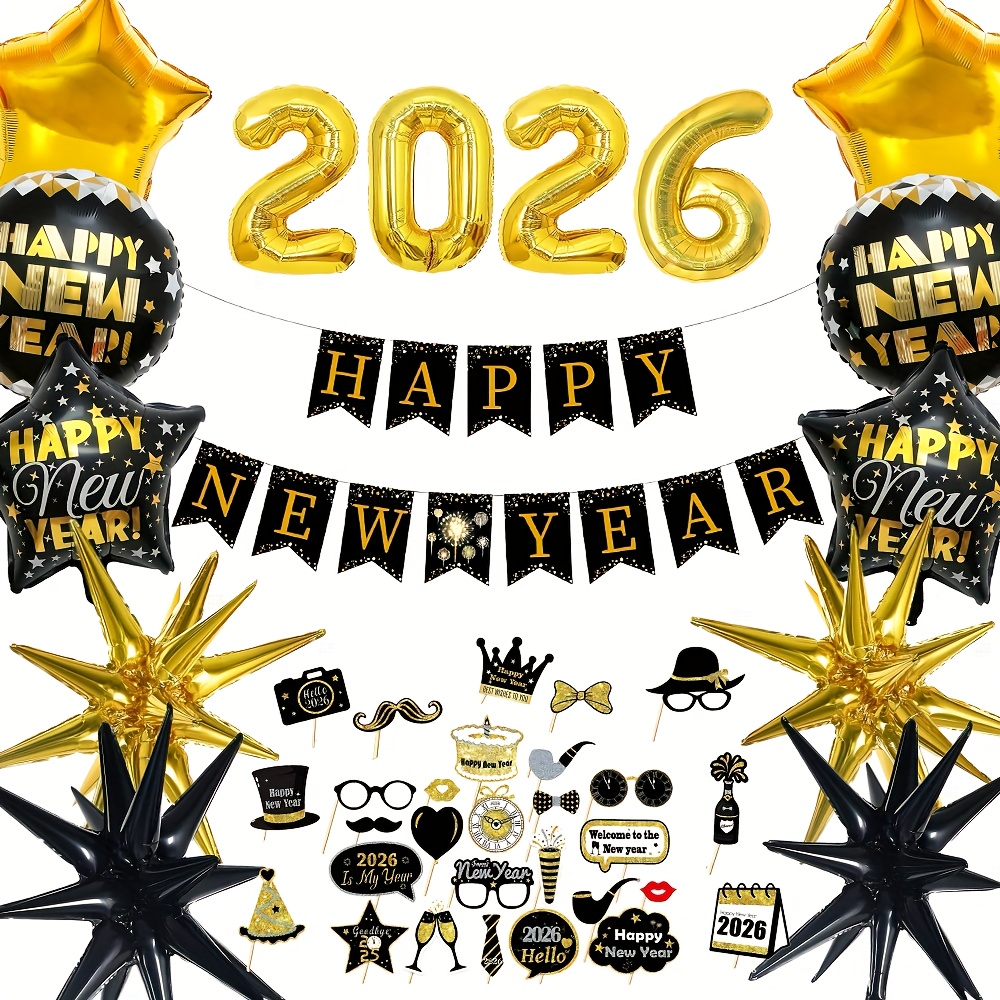Happy New Year Banner Decorations Kit – "Hello 2024" Banner With Swirls, Party Supplies - View #12
