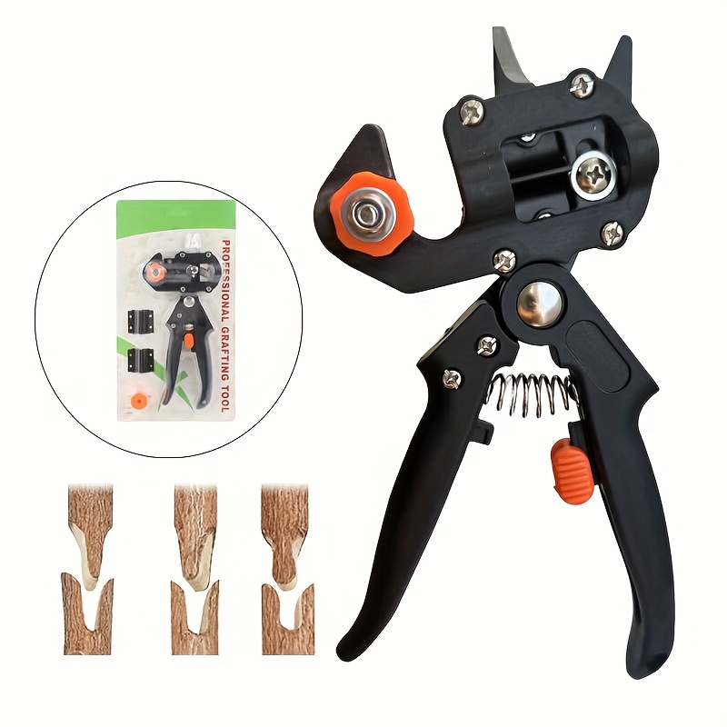 1 set ergonomic 2 in 1 garden grafting and pruning tool kit   pruning shears cutting knife with 3 different stainless steel blades for fruit trees branches and vines garden pruners   durable pruners garden tools pruning shears 10