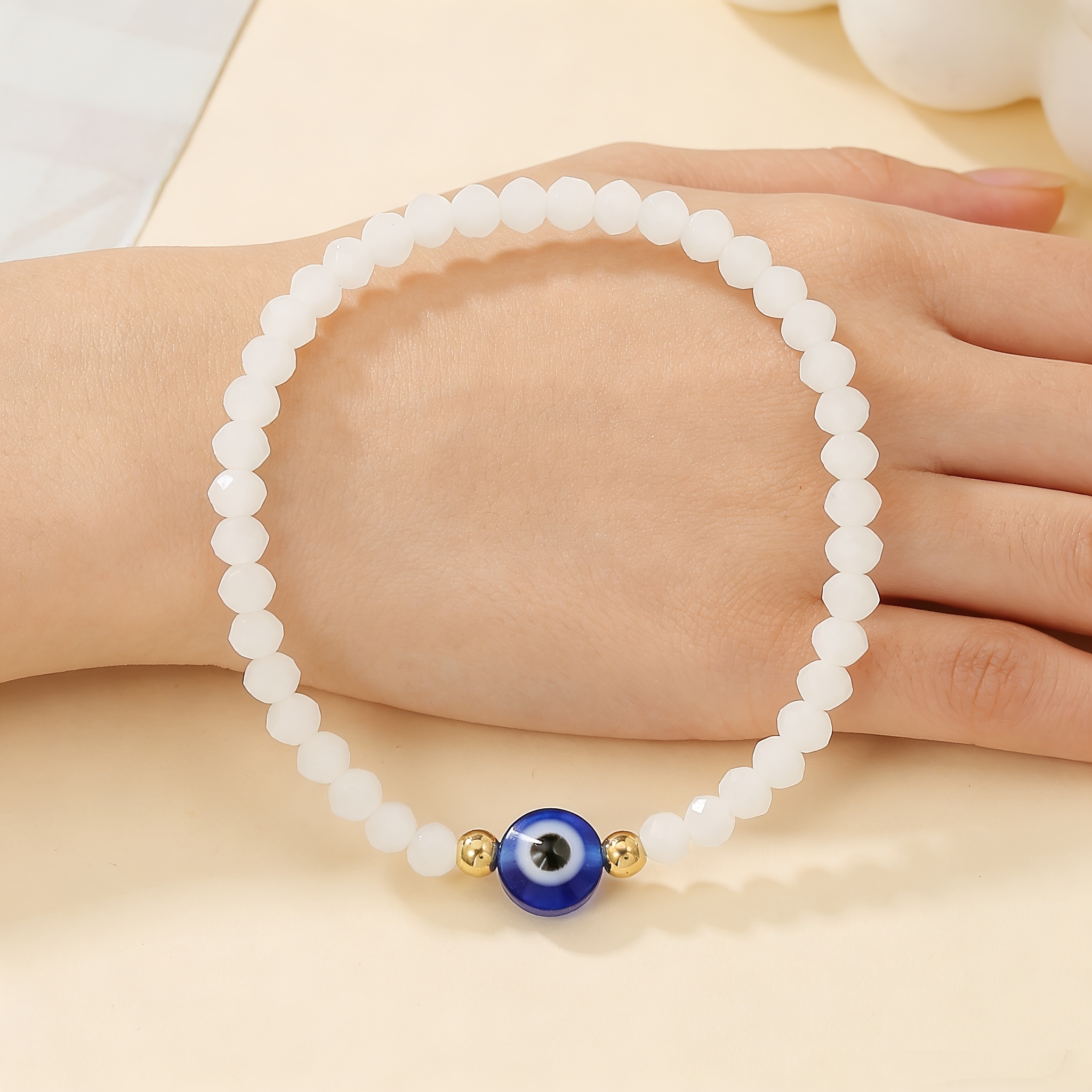 Women's Devil's Eye Beaded Elastic Bracelet, Stretchable