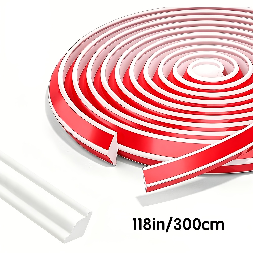 Image of Peel And Stick Baseboard Molding Trim Flexible Quarter Round Tpe Trim Molding Self-adhesive Wall Base Moulding Trim For Protector Floor Edges Bathroom Kitchen Countertop