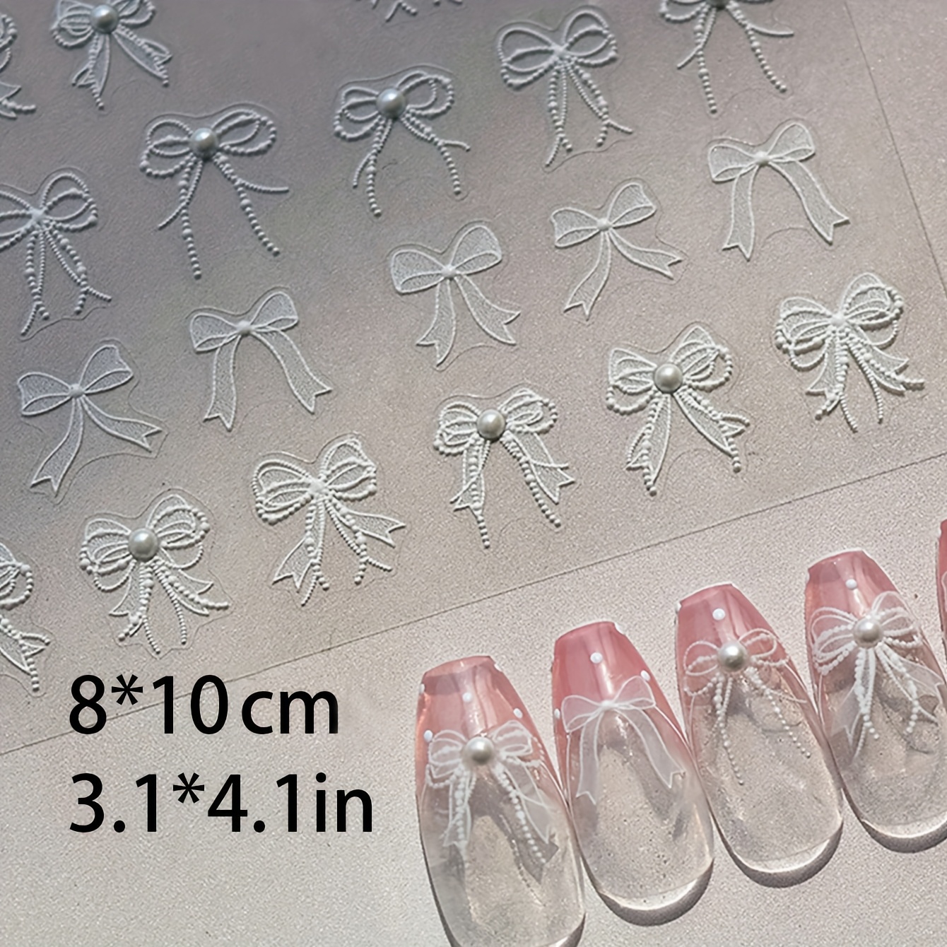 1pc 5d Bow Nail Charms - Elegant & Engraved Nail Art Decals For Diy Manicure, Self-adhesive Plastic Sliders, Finish, Irregular Shape, Geometric Pattern, Charms For Nails