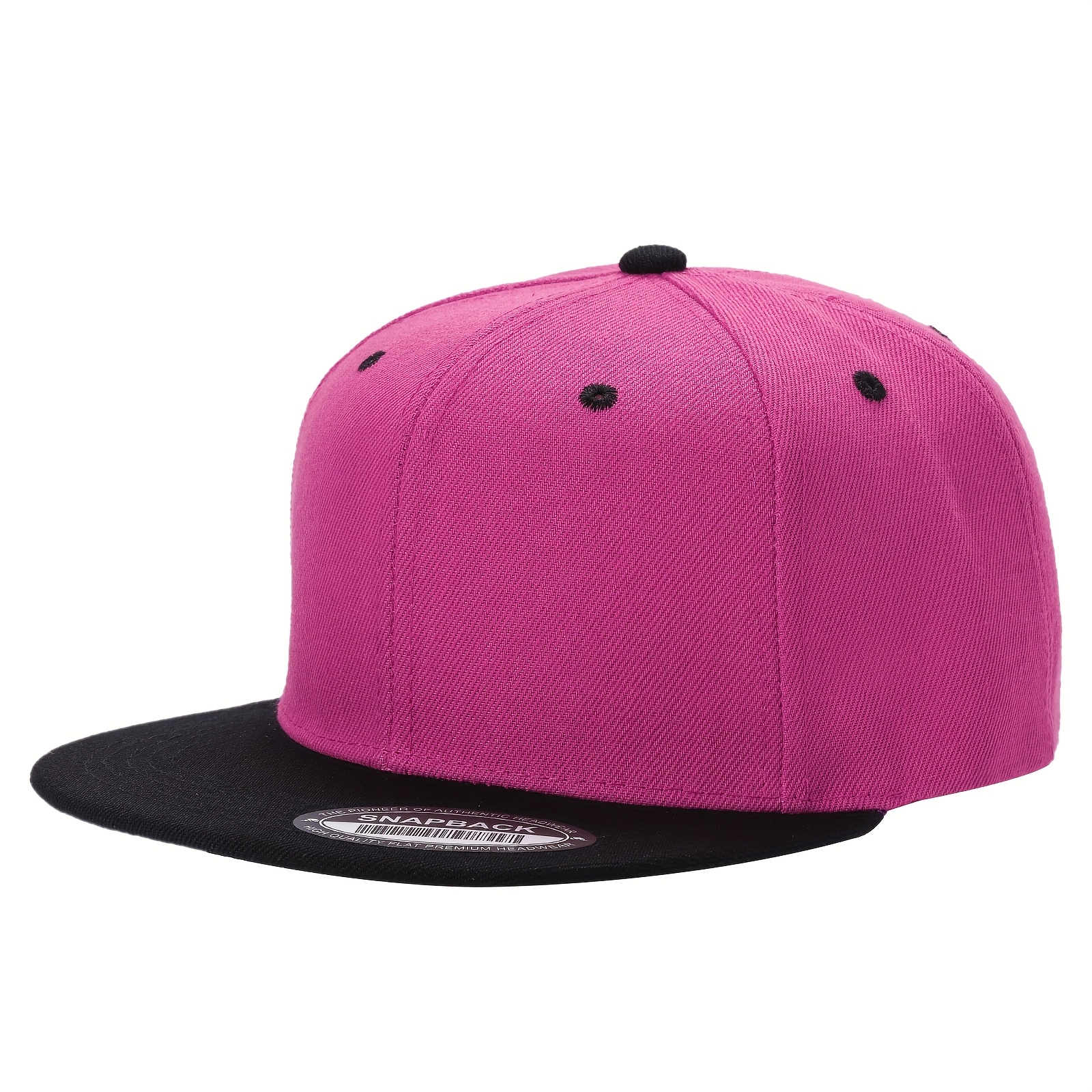 TEMU 1pc Men's Pink Baseball - Solid Color, Lightweight & Stylish, Flat Brim With Black Accents, For Casual Or Sporty Looks
