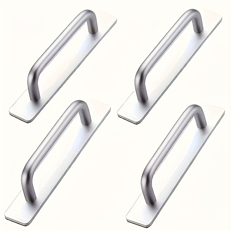 TEMU 4pcs Self-adhesive Door Handles Punch-free Aluminum Alloy Assist Handle For Sliding Closet Door Cabinet Drawer Furniture Hardware