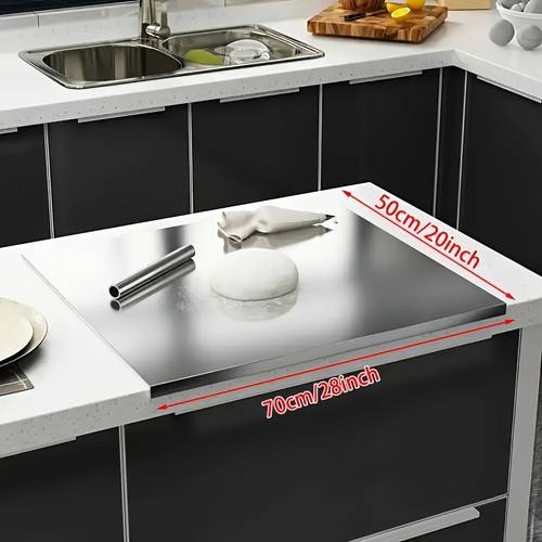 xxl extra large stainless steel cutting board kitchen stainless steel cutting board dough kneading and cutting mat metal meat cutting board suitable for cutting fruits vegetables bread and baking a must have kitchen item for food safety