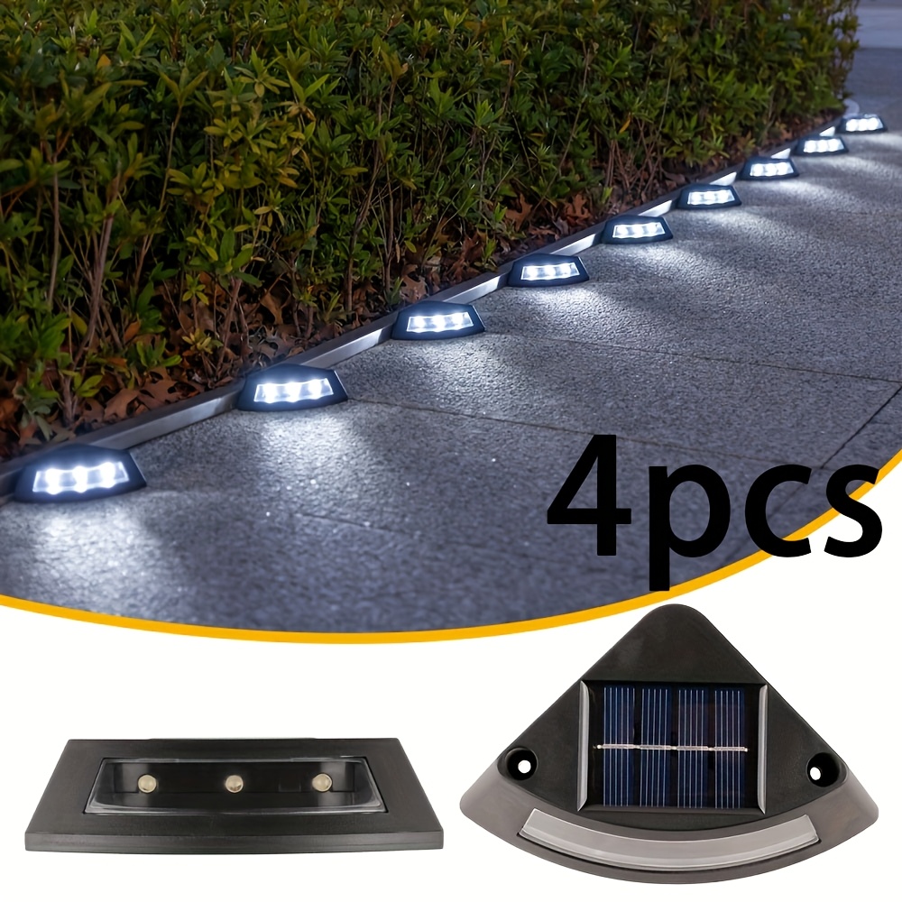 4pcs Solar Step Lights - Outdoor Garden & Courtyard Decor, Warm/ White Led Pathway Lighting, Solar-powered, , Perfect For Walkways & Staircases, Garden Lights For