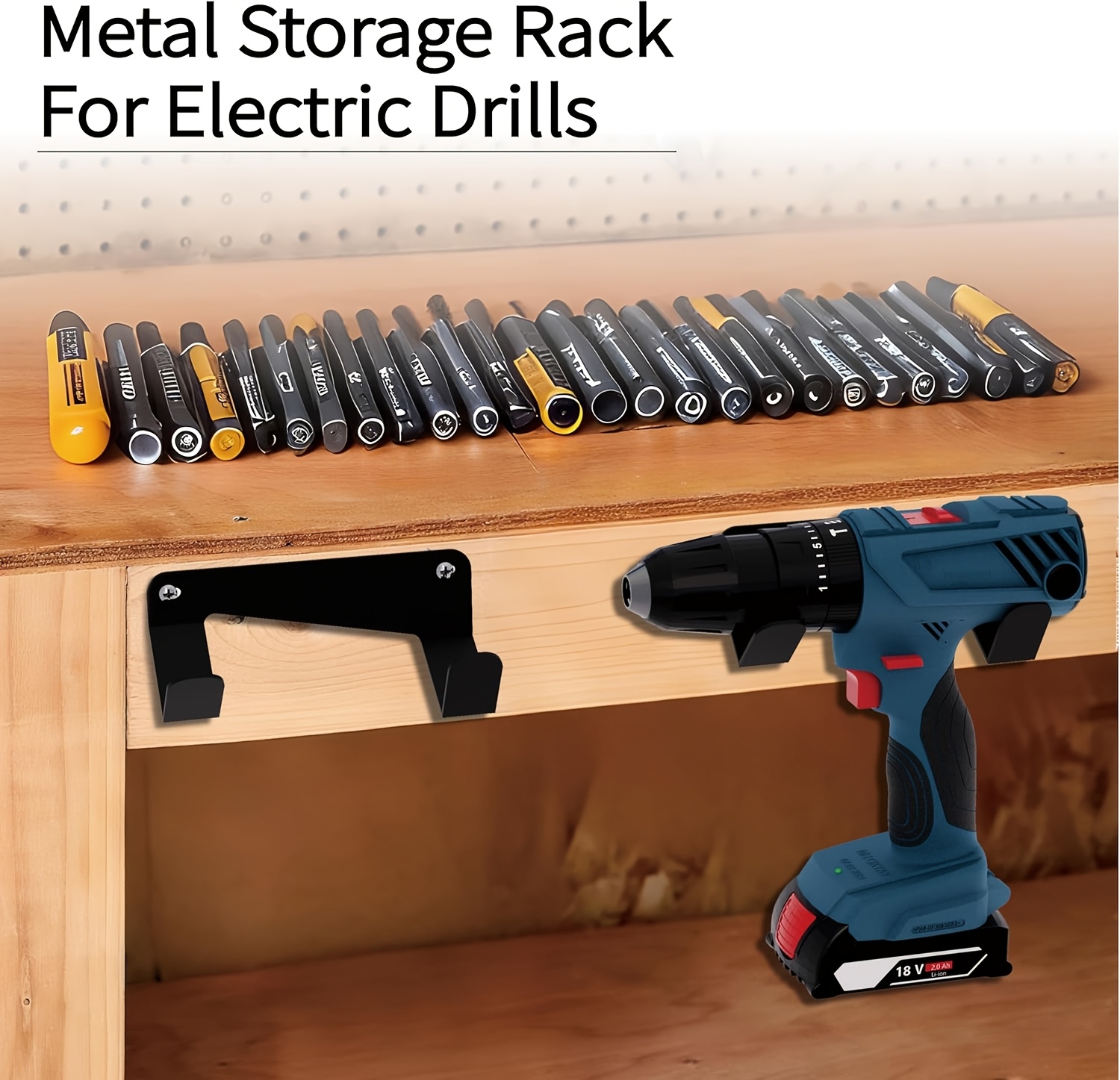 Sturdy Metal Organizer for Power Tools - Wall-Mounted Drill Bit Holder with Safety Features, Designed for Efficient Garage Storage of Drilling Equipment, Ideal for Workshops - Rust-Resistant Garage Shelf Organizer