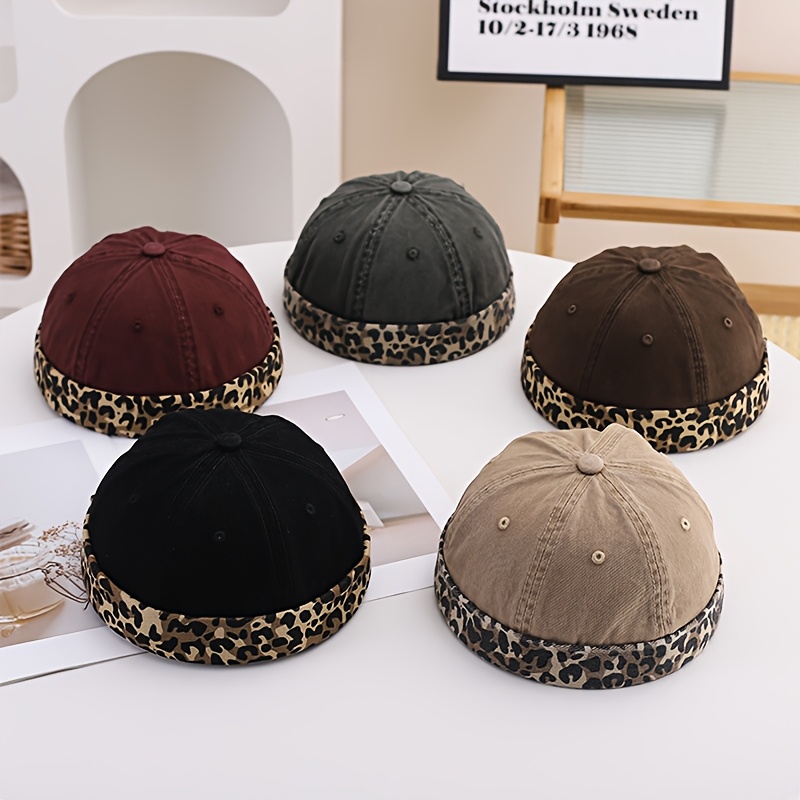 Cheetah print‎ round brim hat new Leopard Print American Retro Small Brim Baseball Cap... From  main image 4