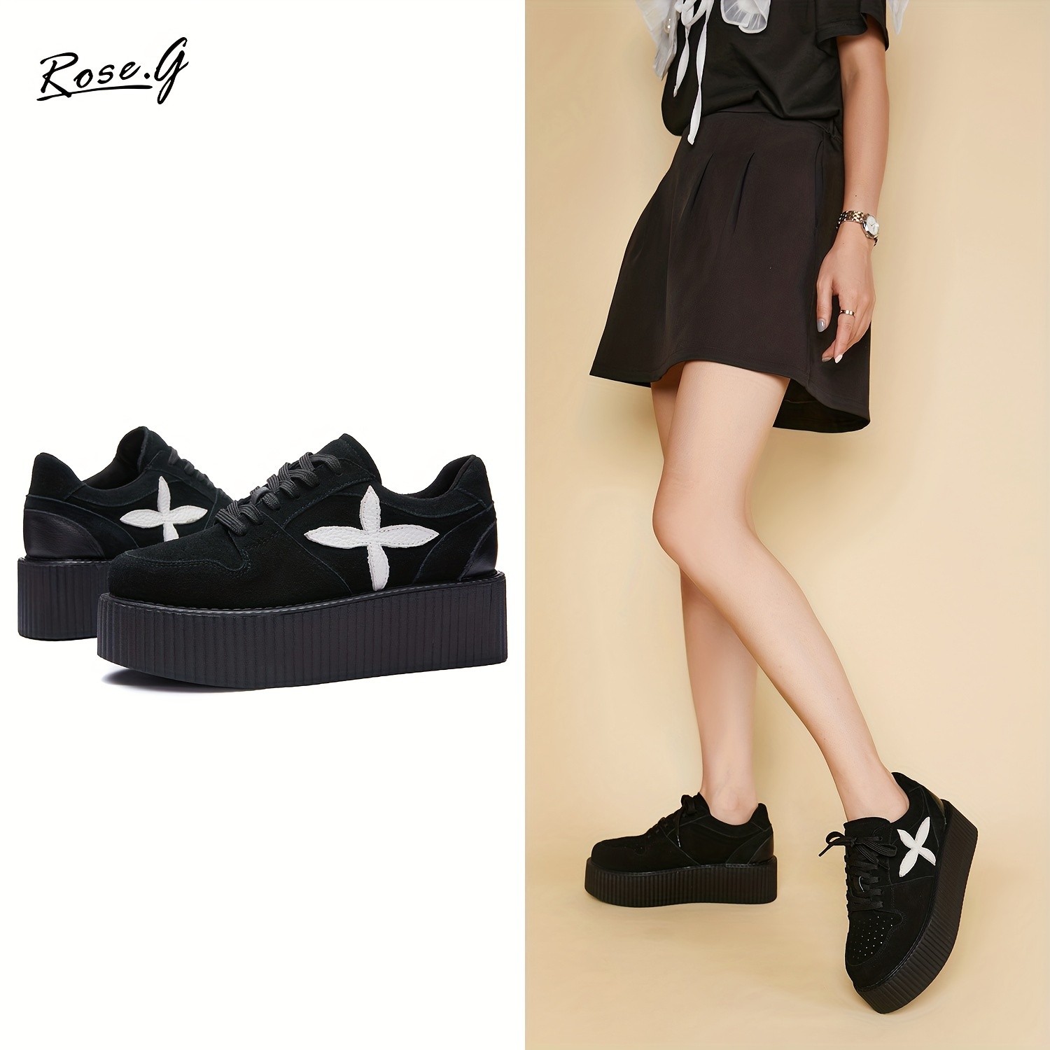 womens platform shoes cow suede punk oxfords lace - Temu display picture 3