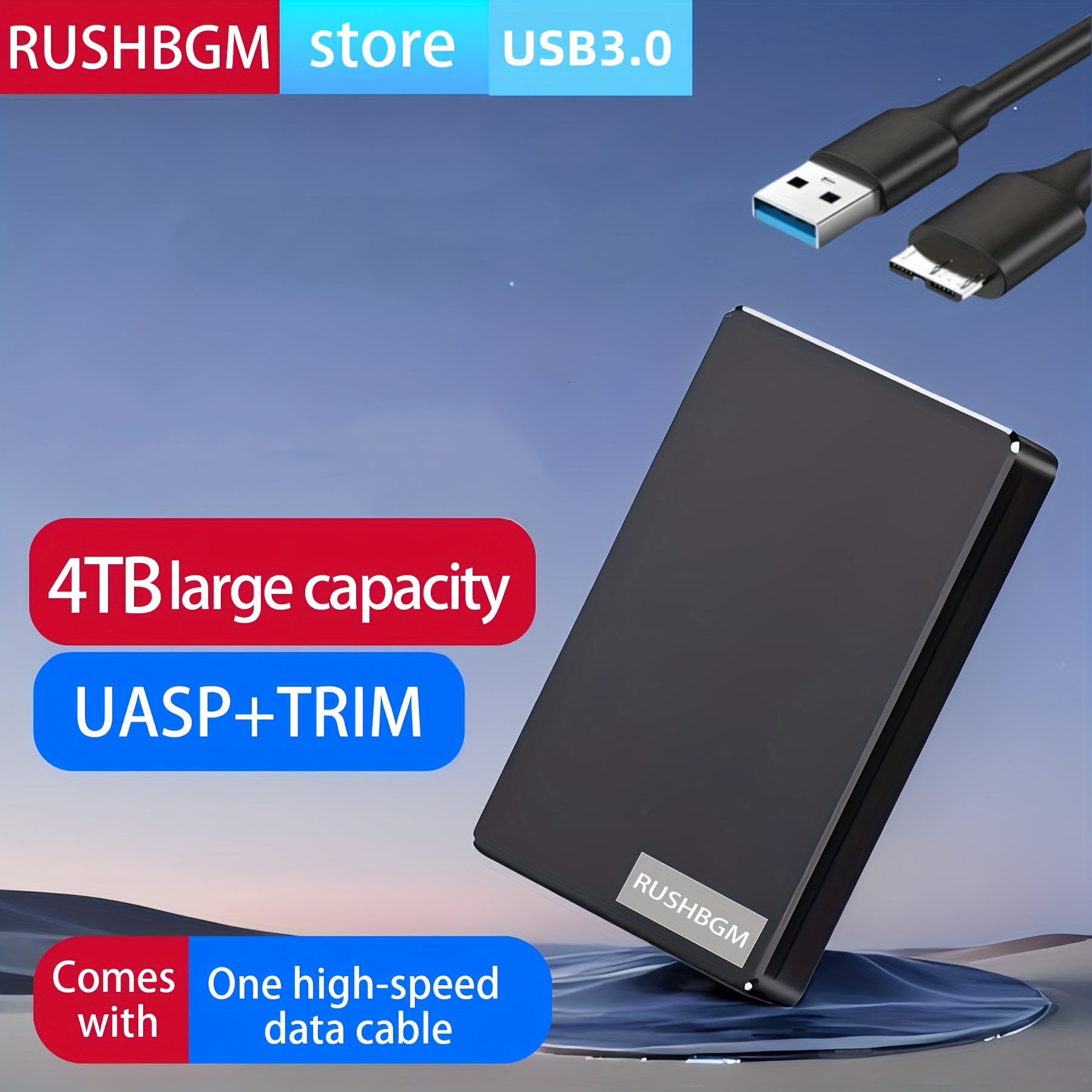 TEMU 4tb Ultra-fast Portable External Hdd, High-capacity External Hard Drive, Portable 4tb External Hard Disk, , , Ideal For Students, And