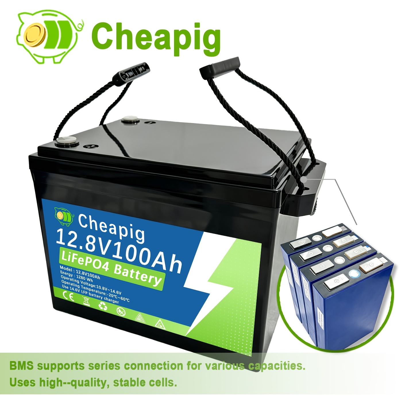 Image of Lifepo4 Battery 12v/24v 100ah Lithium Iron Phosphate Batteries 100a Bms For Marine
