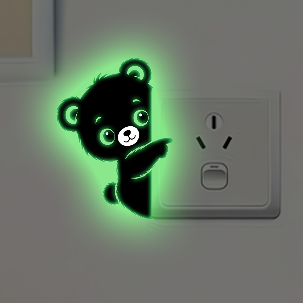 TEMU 1 ud. 8X12Cm Oso con de que en , pegatina de , PVC impermeable autoadhesivo que en , pegatina de pared, oso de dibujos animados con de dedo
