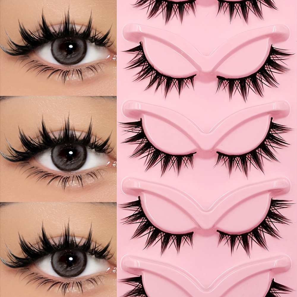 TEMU 5 Pairs Spike Cartoon False Eyelashes, Japanese Anime Thick Cosplay False Lashes, Natural Thin Mink False Eyelashes, Full Strip Doll Fake Lashes