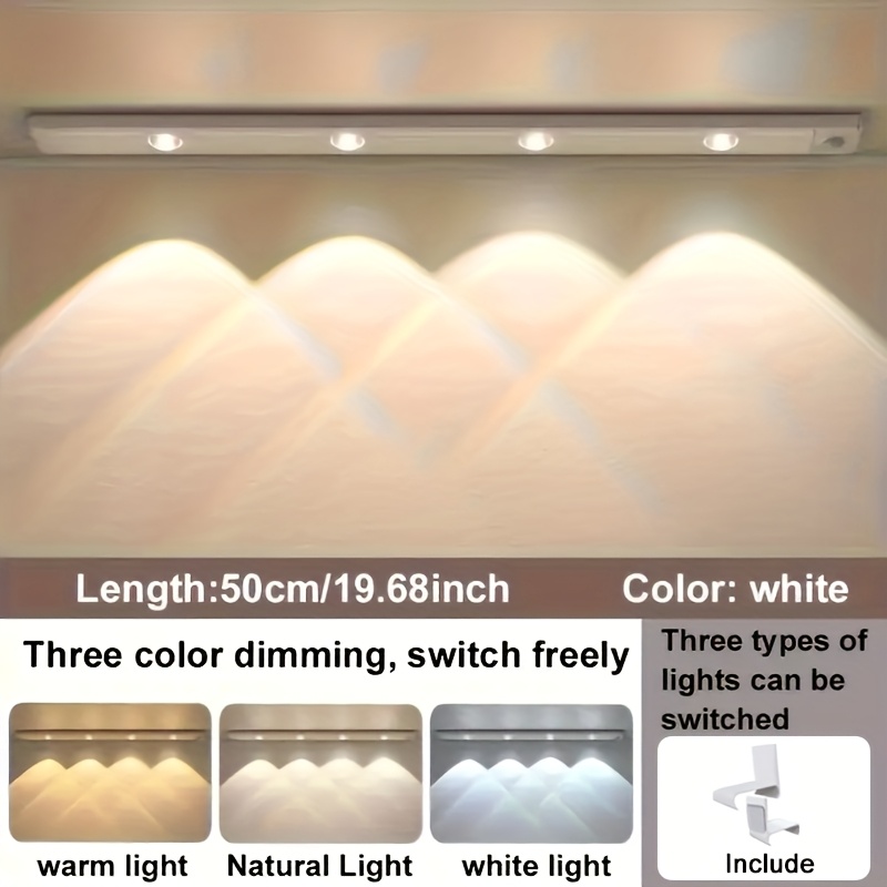 TEMU Human Body Sensing Light, Sports Sensing Light, Usb Rechargeable And Dimmable 3 Color Led Light, Night Light, Safety Clip Included, Wireless