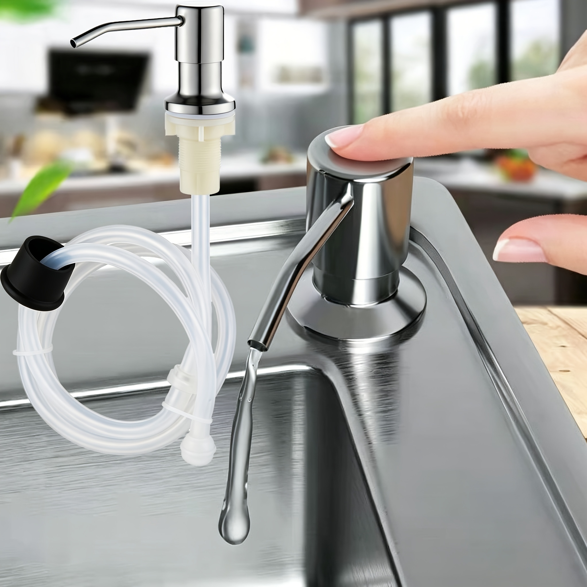 TEMU Testina pompa per dispenser di per da incasso per cucina , dispenser di per lavello da incasso / Pompa per dispenser di per da appoggio con tubo