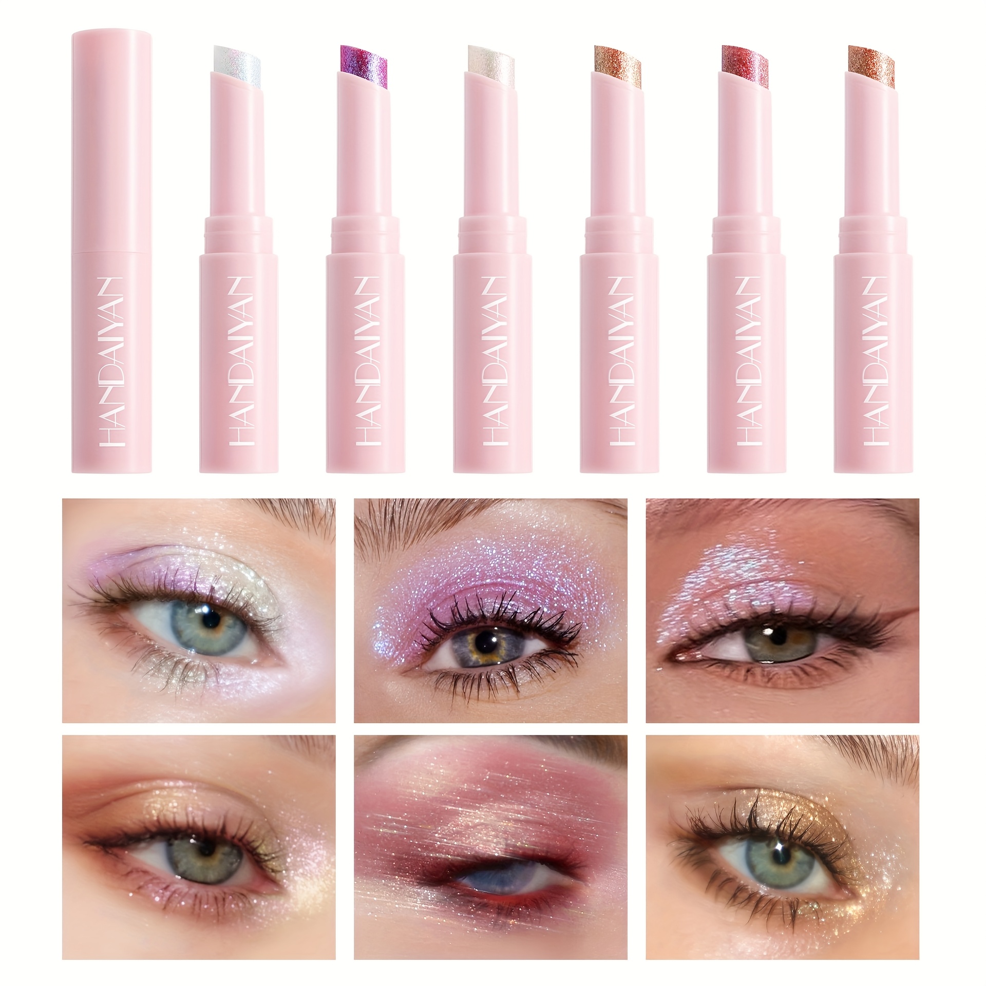 3pcs Jelly Texture Glitter Eye Shadow Stick - Long-Lasting Waterproof, Fast Film-  Non-Greasy Formula, Moisturizing Shimmer Stick with Pink Purple Glitter for Music Festivals & Parties,Eye Makeup,Festival Cosmetics,Smooth Application