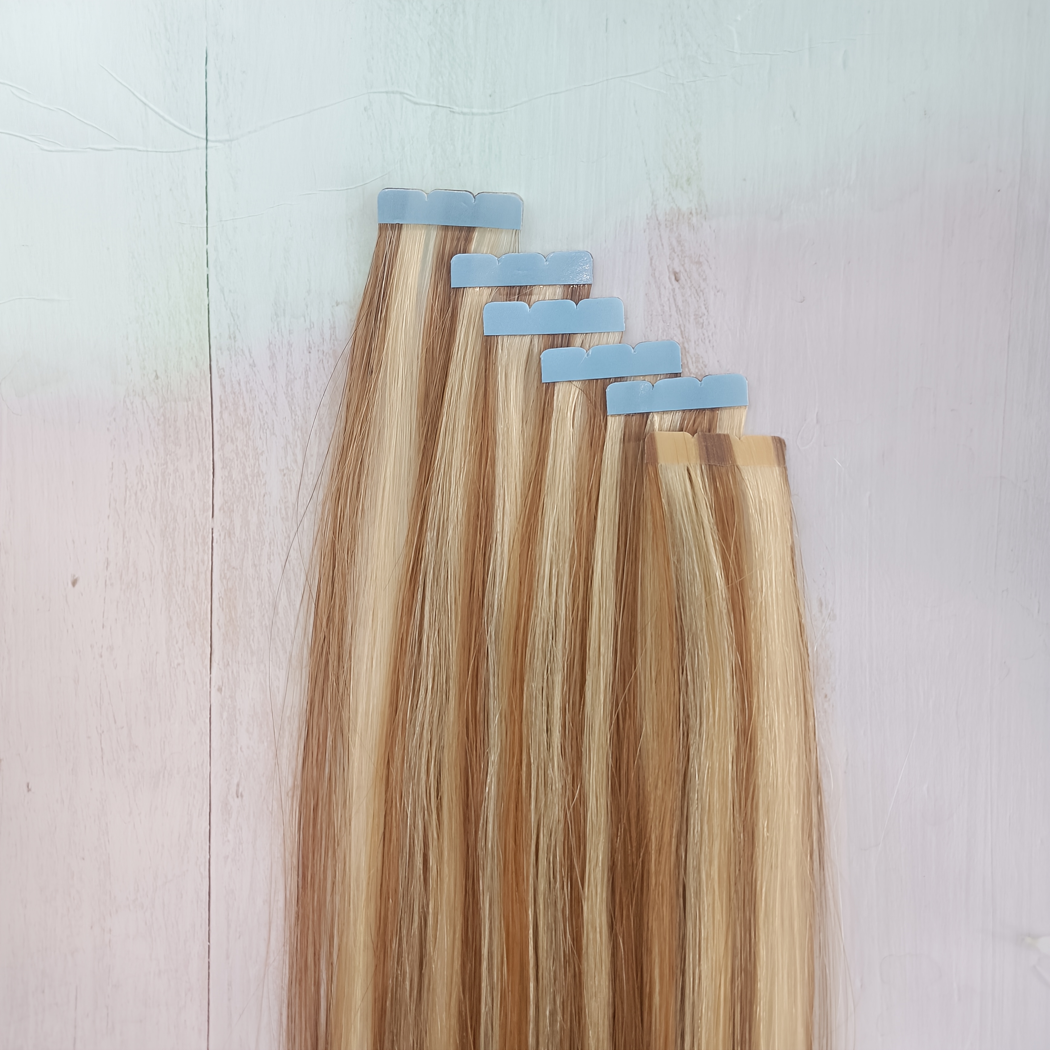 10pcs light brown straight   human hair extensions mini tape in easy to apply   womens hairpieces for thick extensions stylish and natural looking details 2