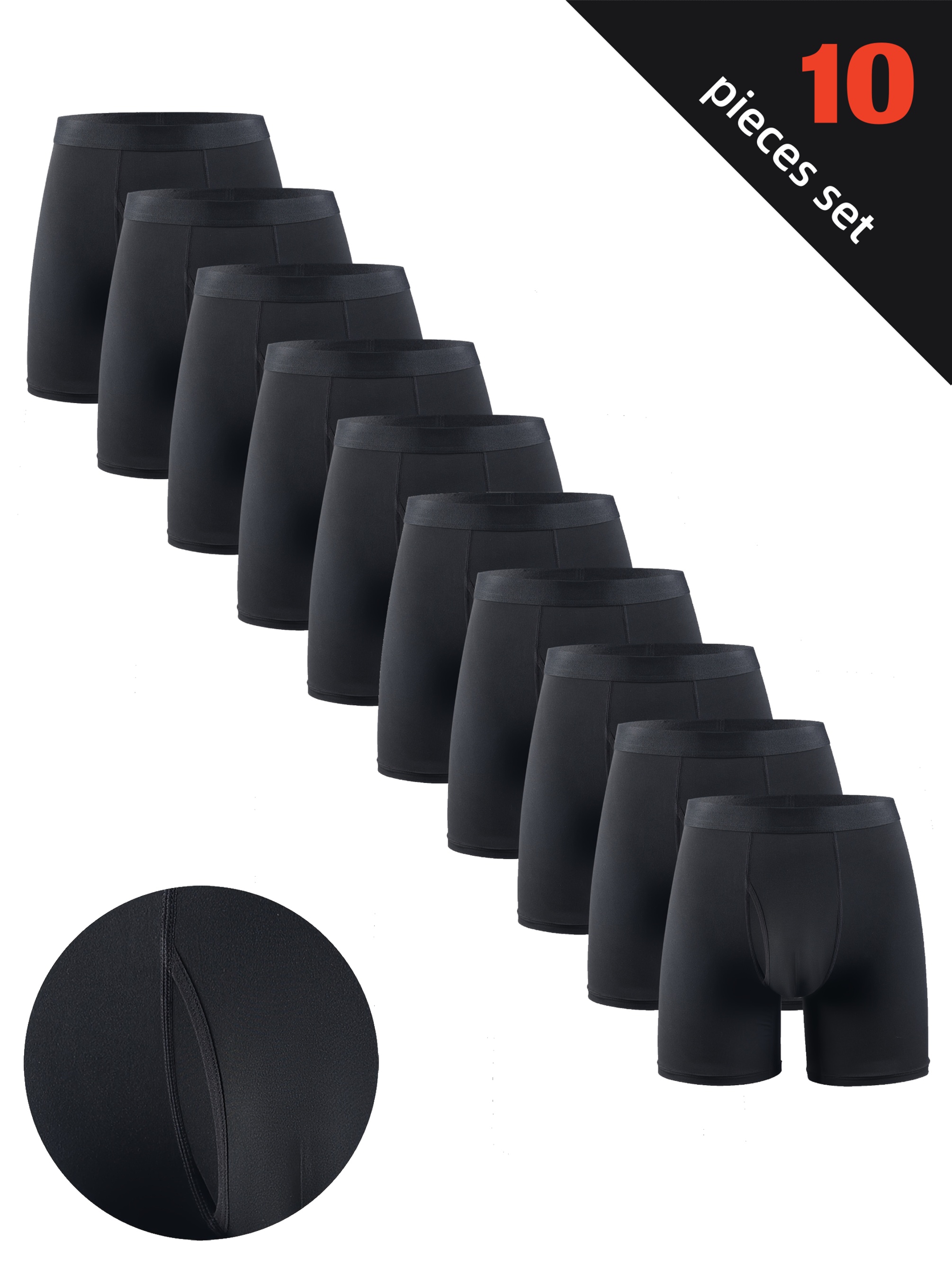 10 pack mens black     boxer briefs moisture wicking breathable underwear with elastic waistband plain solid short shorts suitable for adults machine washable daily 10 pack value