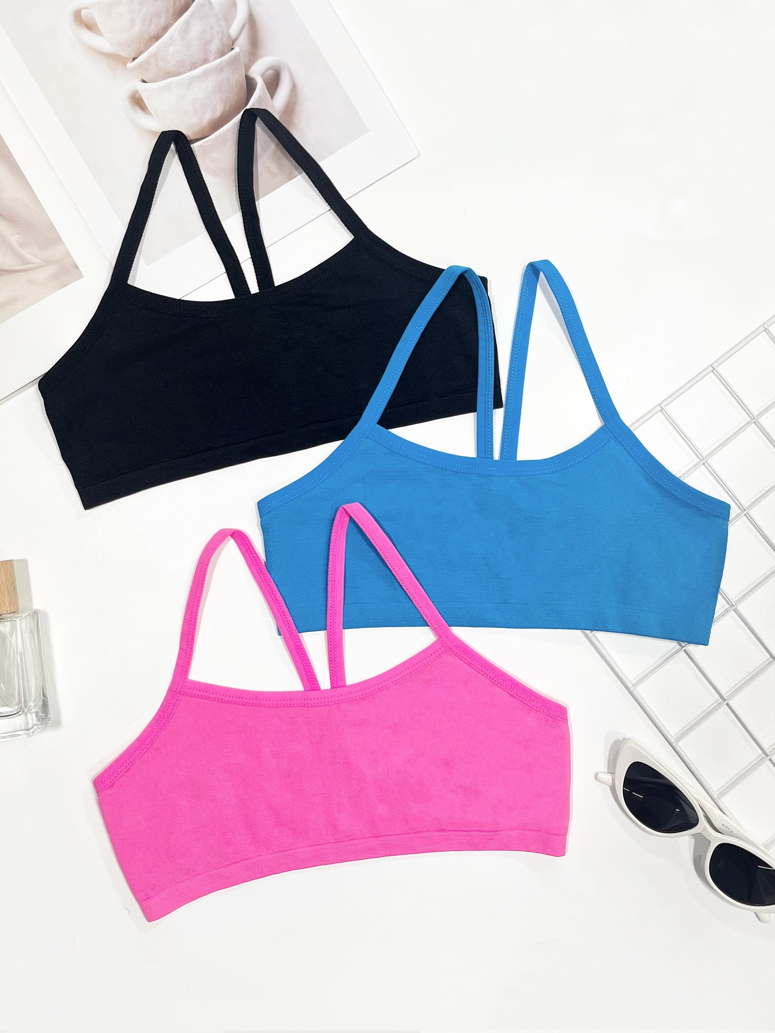 Girls Seamless Bright Color Camisole Bralettes Cute Girl - Temu