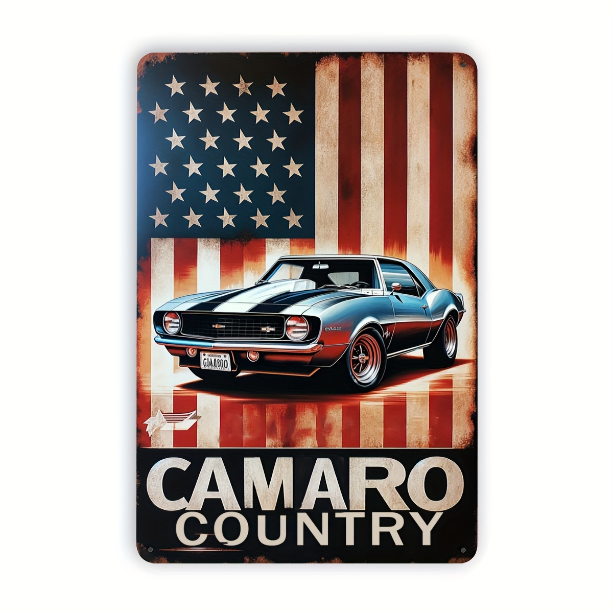 

Vintage Aluminium Sign: Patriotic Car Poster, 8x12 Inches, Perfect For Home, Office, Garage, Bedroom, Man Cave, Or Club Decor - Metal Retro Wall Art