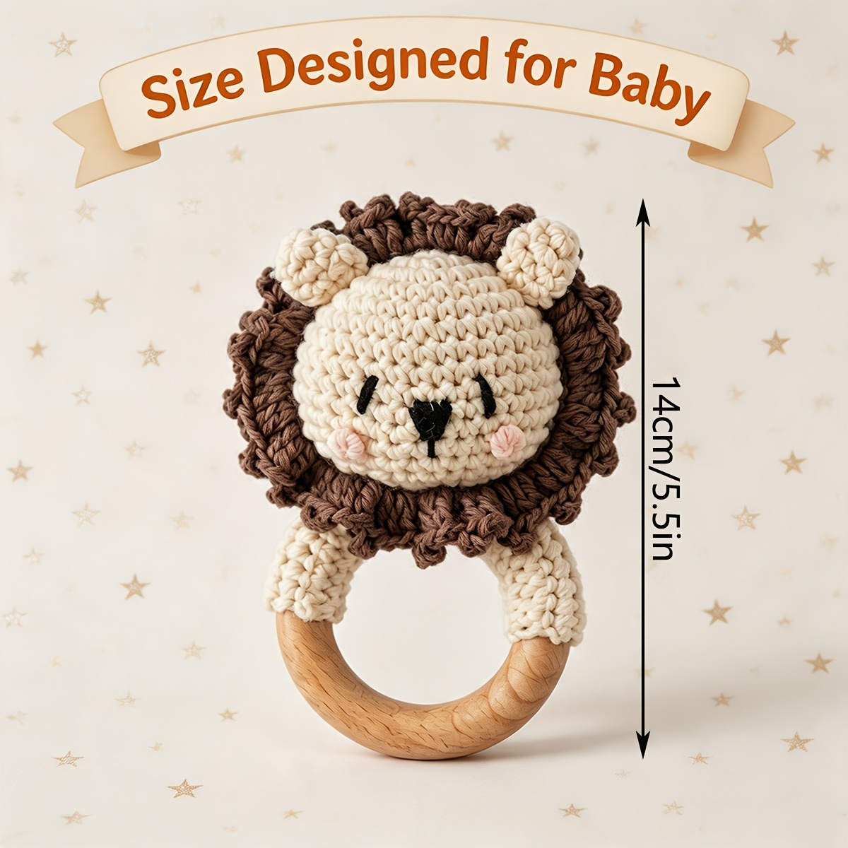 Handmade Baby Rattle, Soft Knitted Toy for Infants