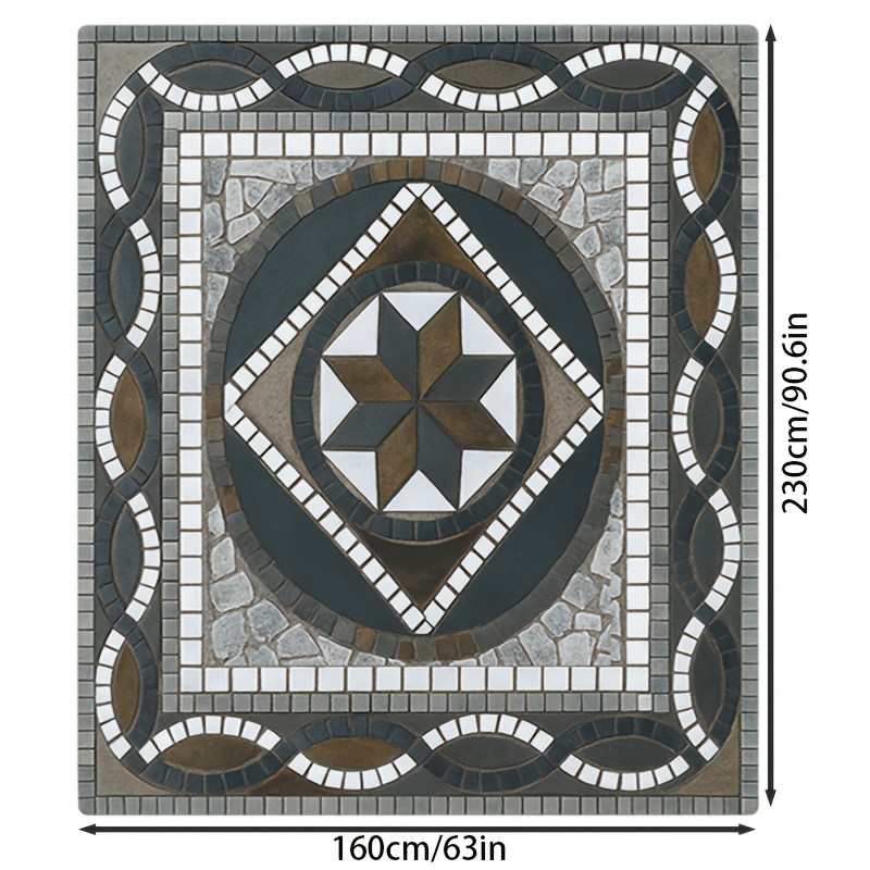 Oversized Bohemian Marble Outdoor Rug with Non-Slip Backing, Plush Patio Mat in Multiple Sizes 31.5x47 to 63x90.6 inches